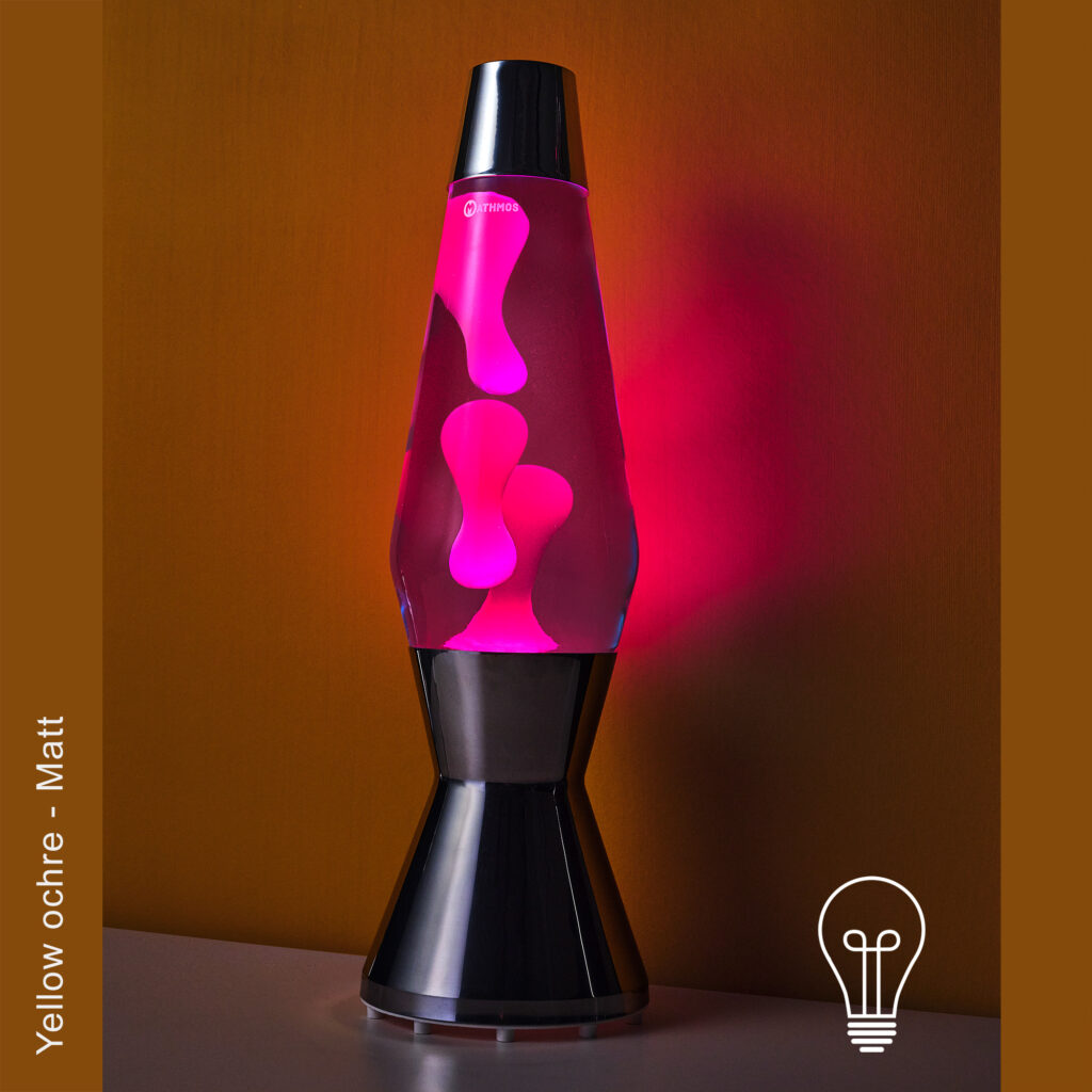 Mathmos Astro Lava Lamp - Yellow background with lights off