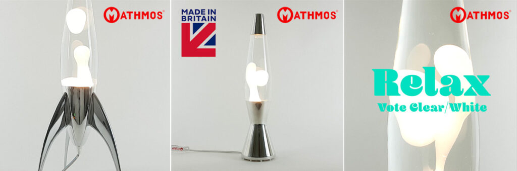 Mathmos clear white lava lamp special fill
